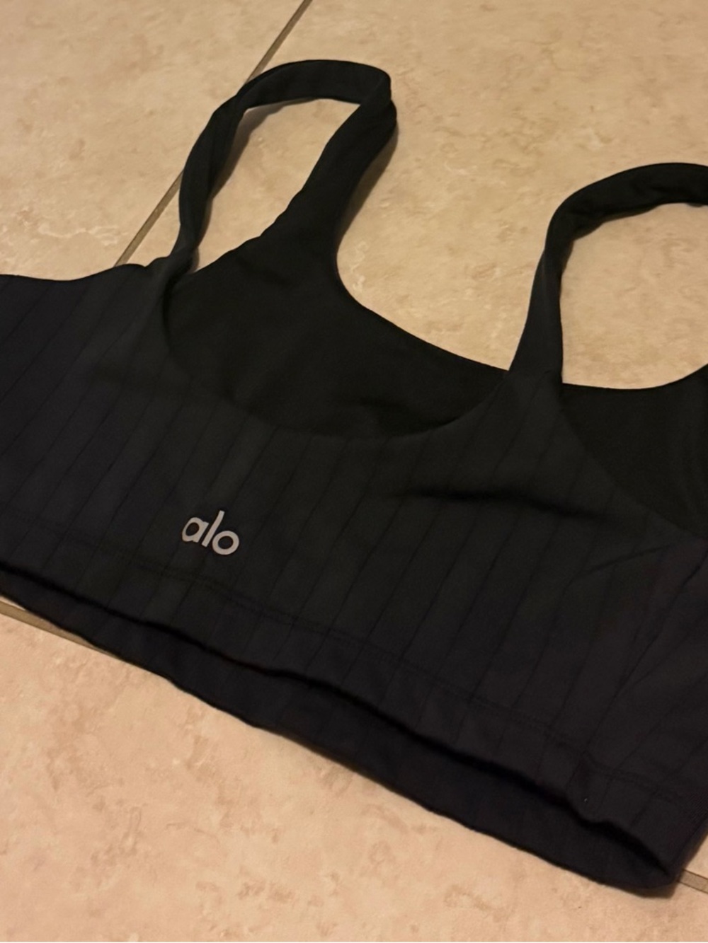 ALO Yoga Black Ribbed Sports Bra Tank Top